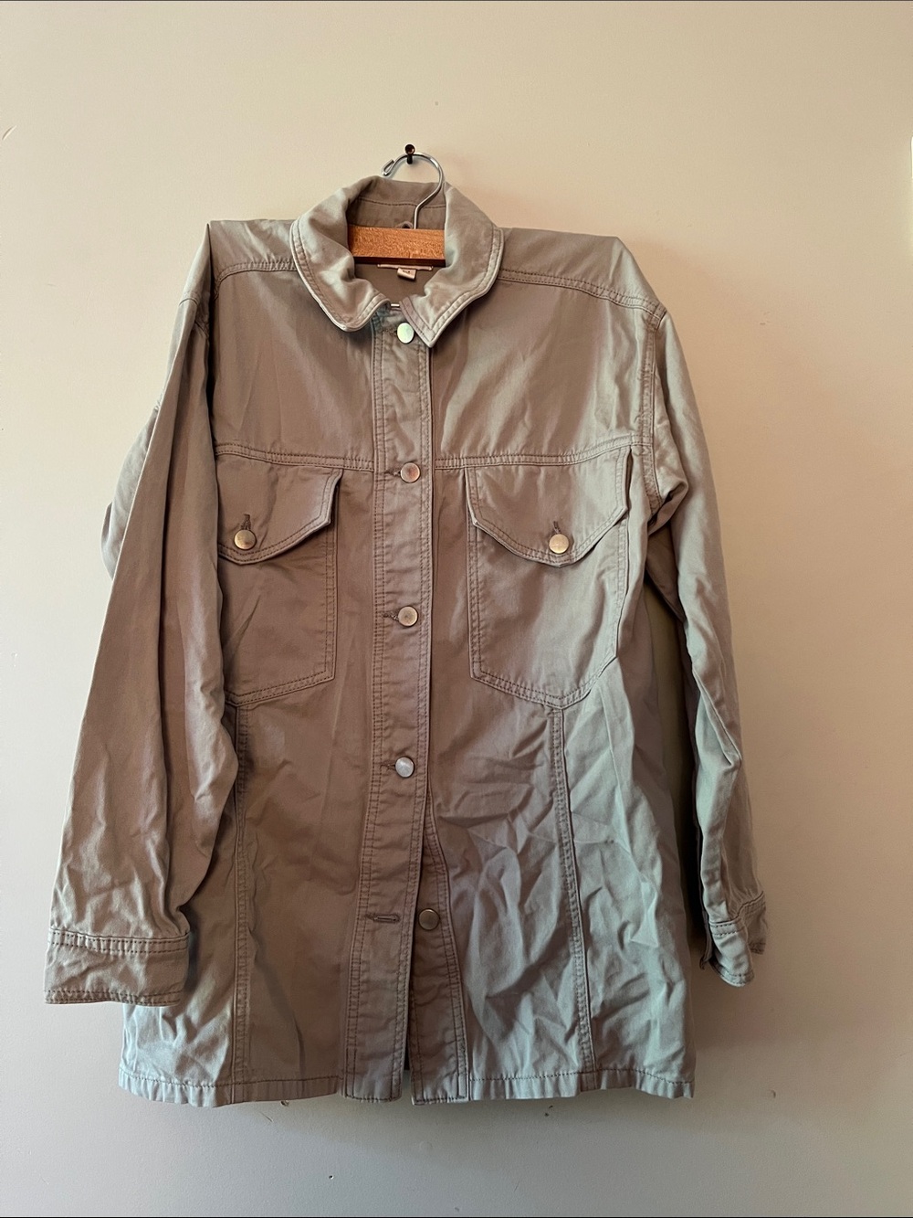 Topshop Taupe Utility Jacket with Front Snaps